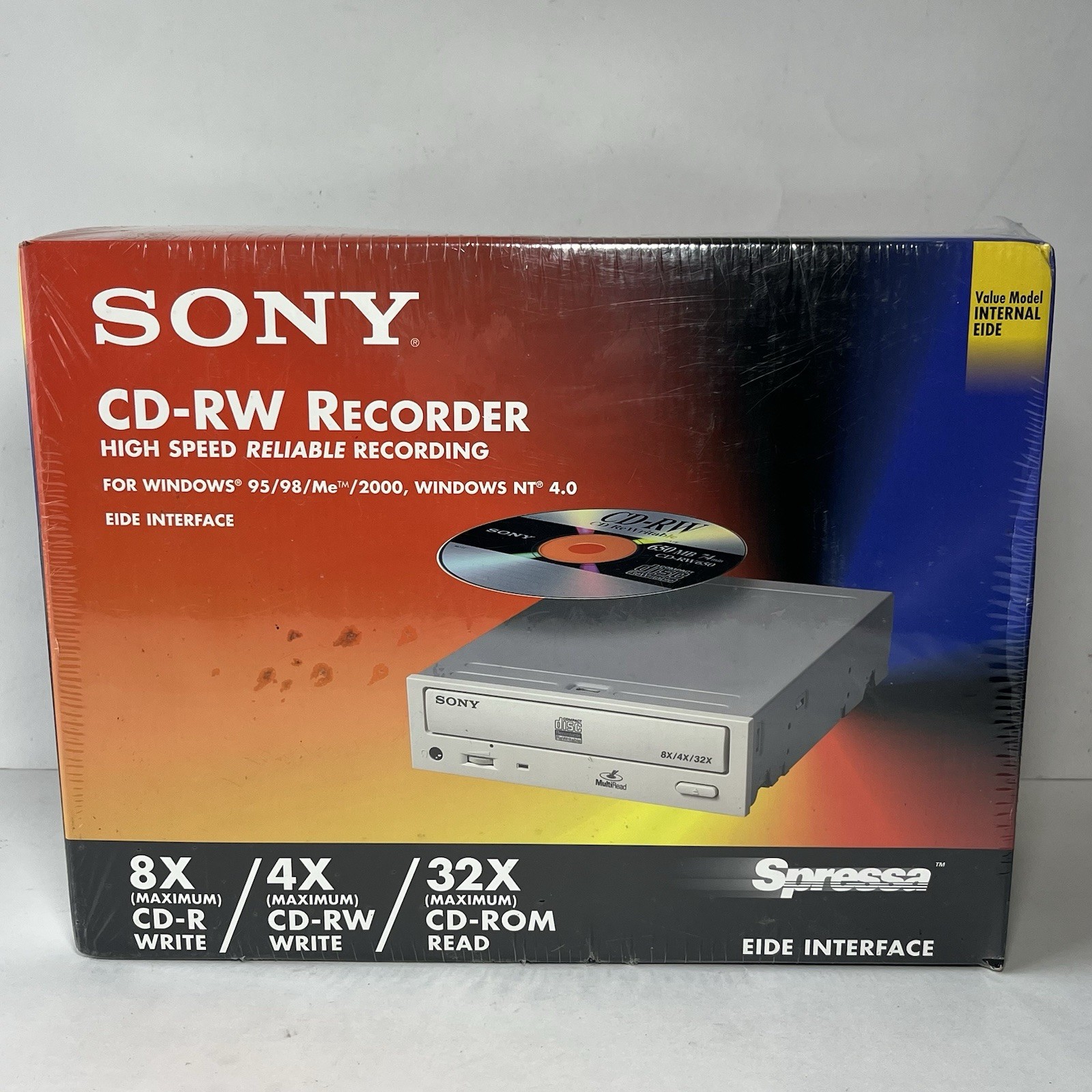 Sony CD-RW CRX140E Recorder EIDE 8x4x32 Internal Drive Windows 95/98/Me/2000 IDE