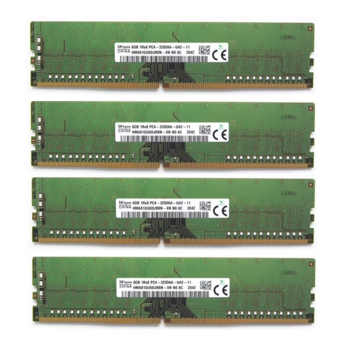 Hynix 32GB (4X8GB) DDR4 3200MHz PC4-25600 1RX8 UDIMM Memory Ram HMA81GU6DJR8N-XN