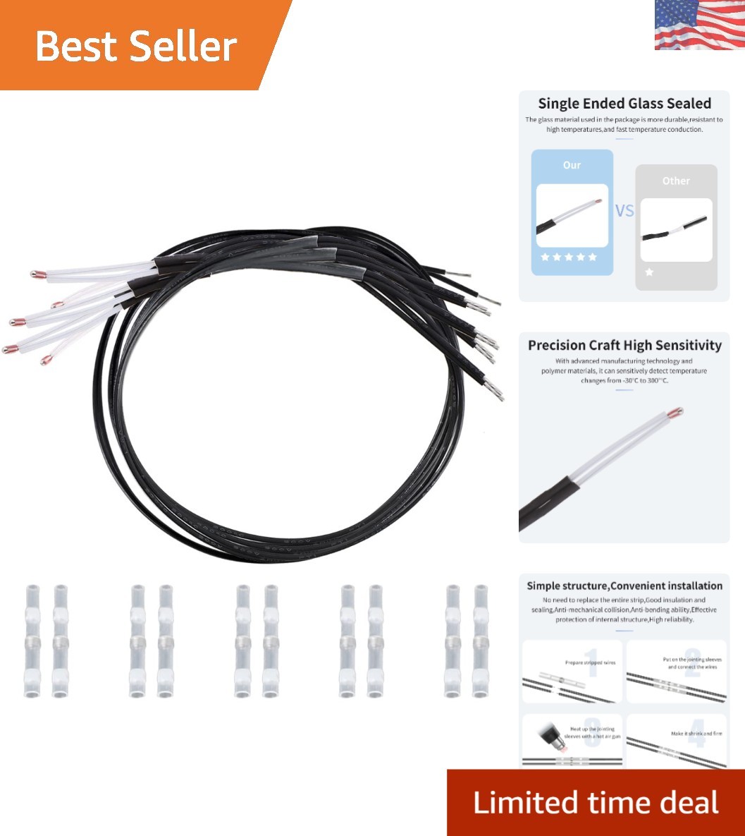 5-Pack  Glass Sealed Temp Sensors for Ender 3/5 Series 3D Printers