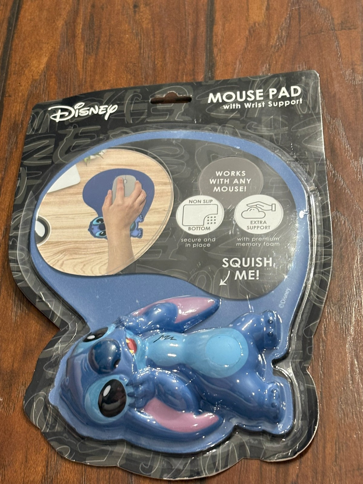 New Disney Stitch Blue Squishy Non-Slip Memory Foam Mouse Pad w/Wrist Support