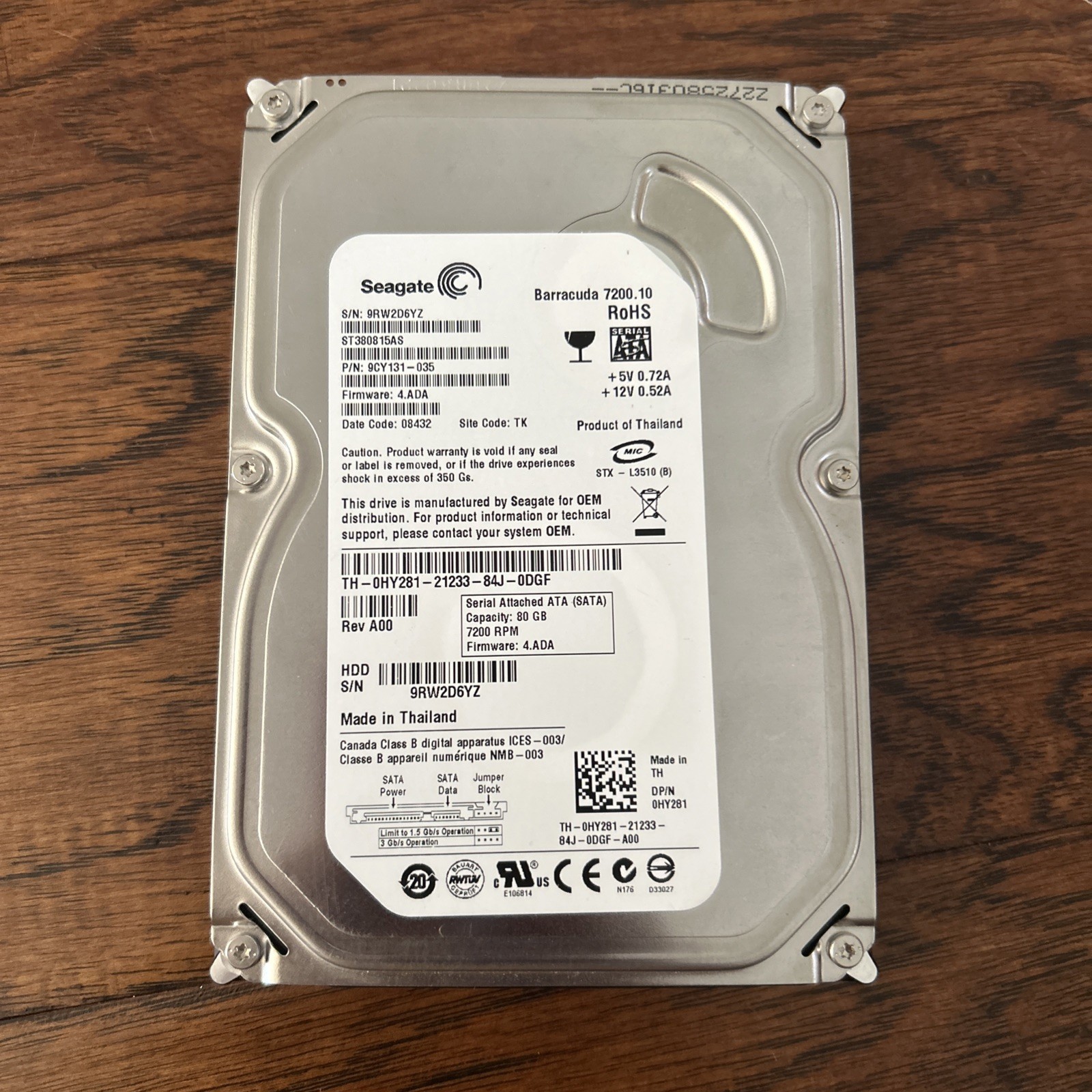 Seagate Barracuda 7200.10 Hard Drive 80GB