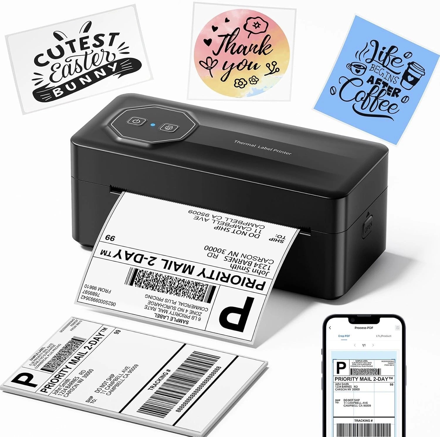 Phomemo 4x6 Bluetooth Thermal Label Printer+20 Address Shipping Label USPS lot