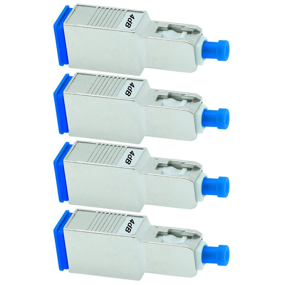 4 Pcs 4dB SC UPC Connector Fiber Optic Optical Single Mode Attenuator Metal Blue