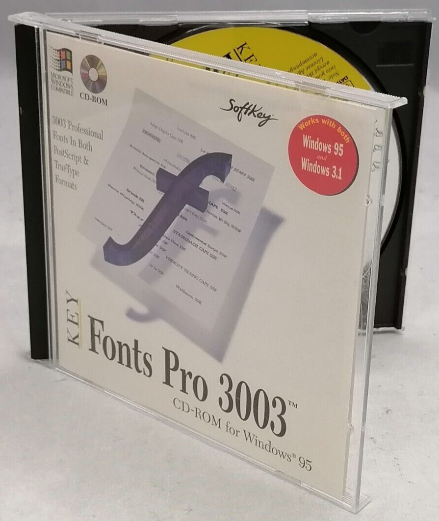 Vintage 1995 SoftKey Fonts Pro 3003 CD-ROM Software P/N: KFT8AE-BI
