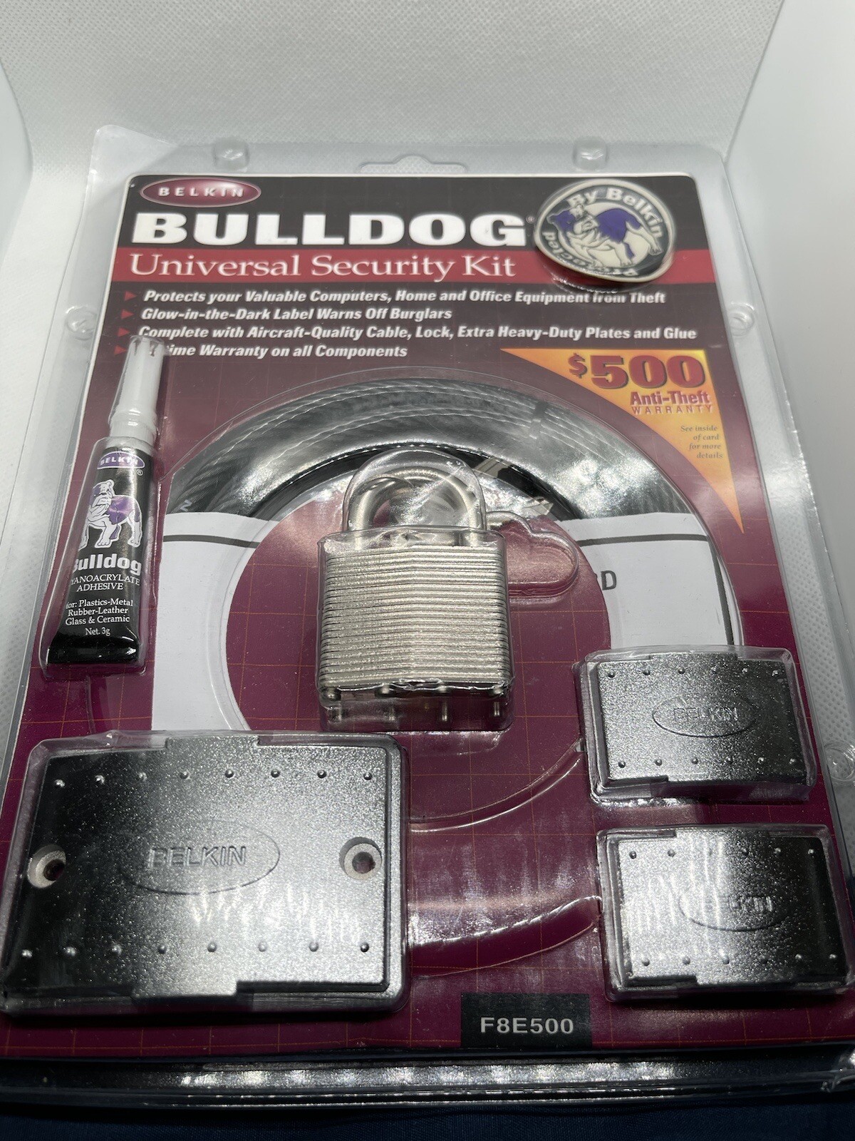 Belkin Bulldog Universal Security Kit Glow In The Dark Heavy Duty Lock Computer