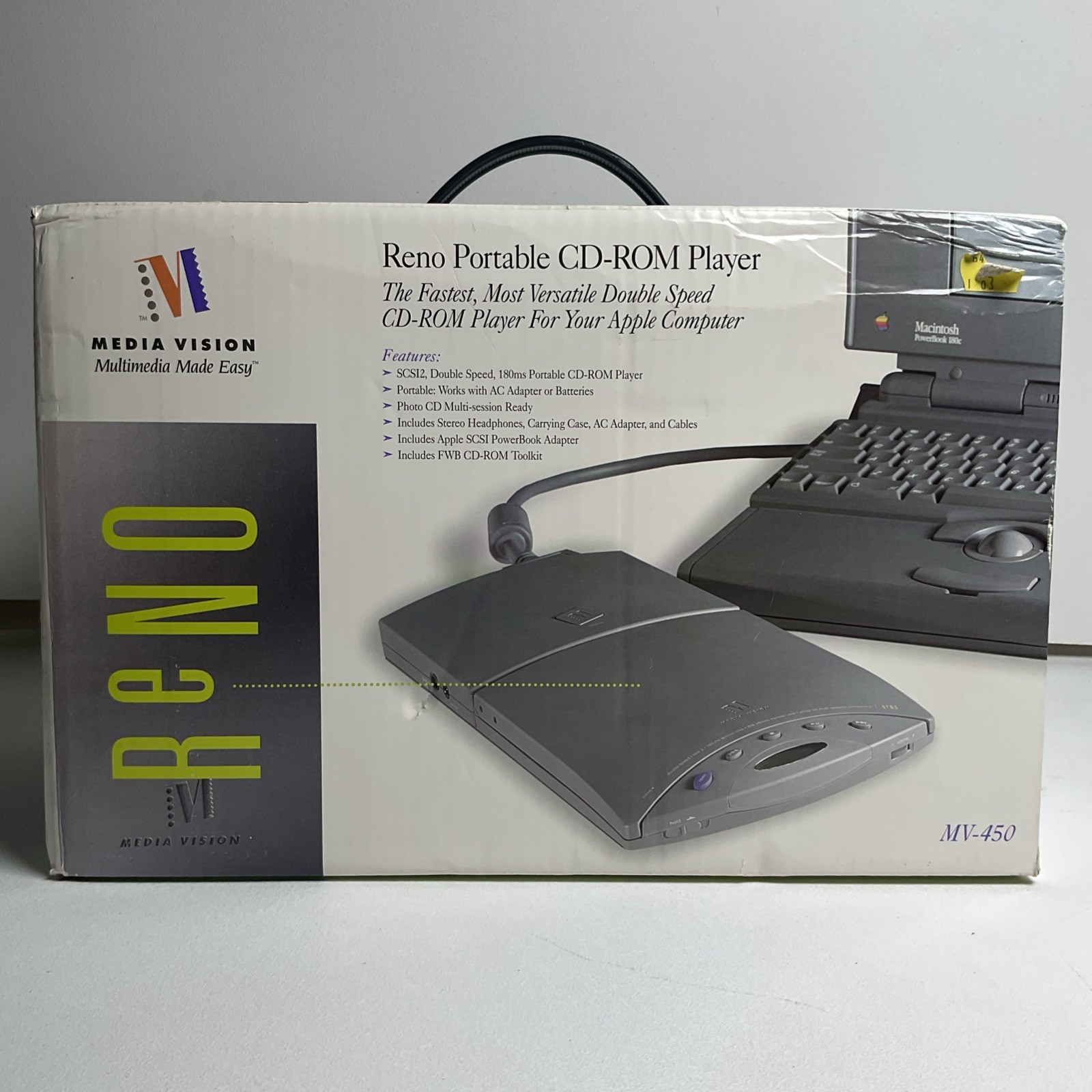 Reno Portable CD-ROM Player MV-450 Media Vision For Apple Computer Brand New