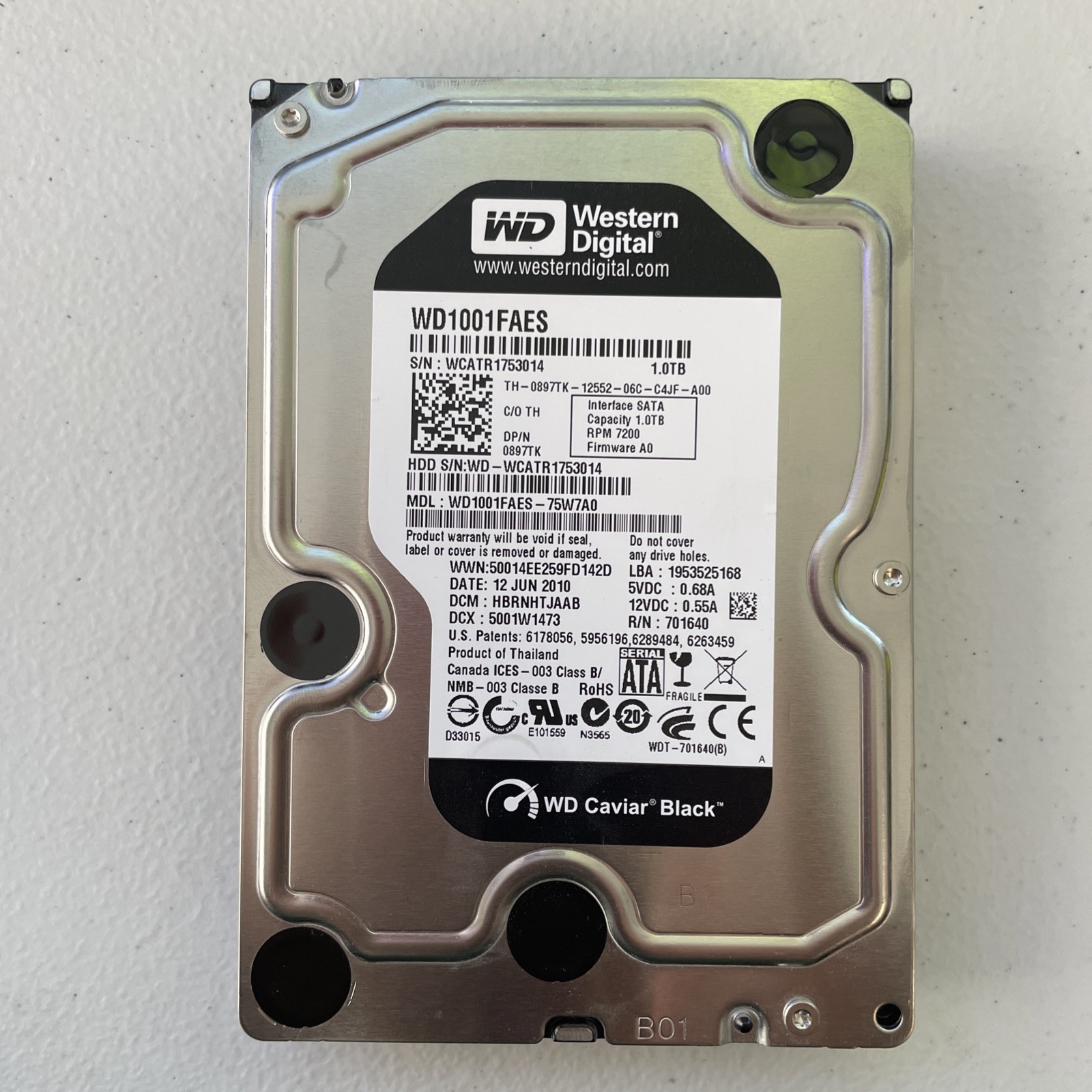 WD Caviar Black 1TB WD1001FAES-75W7A0 Tested