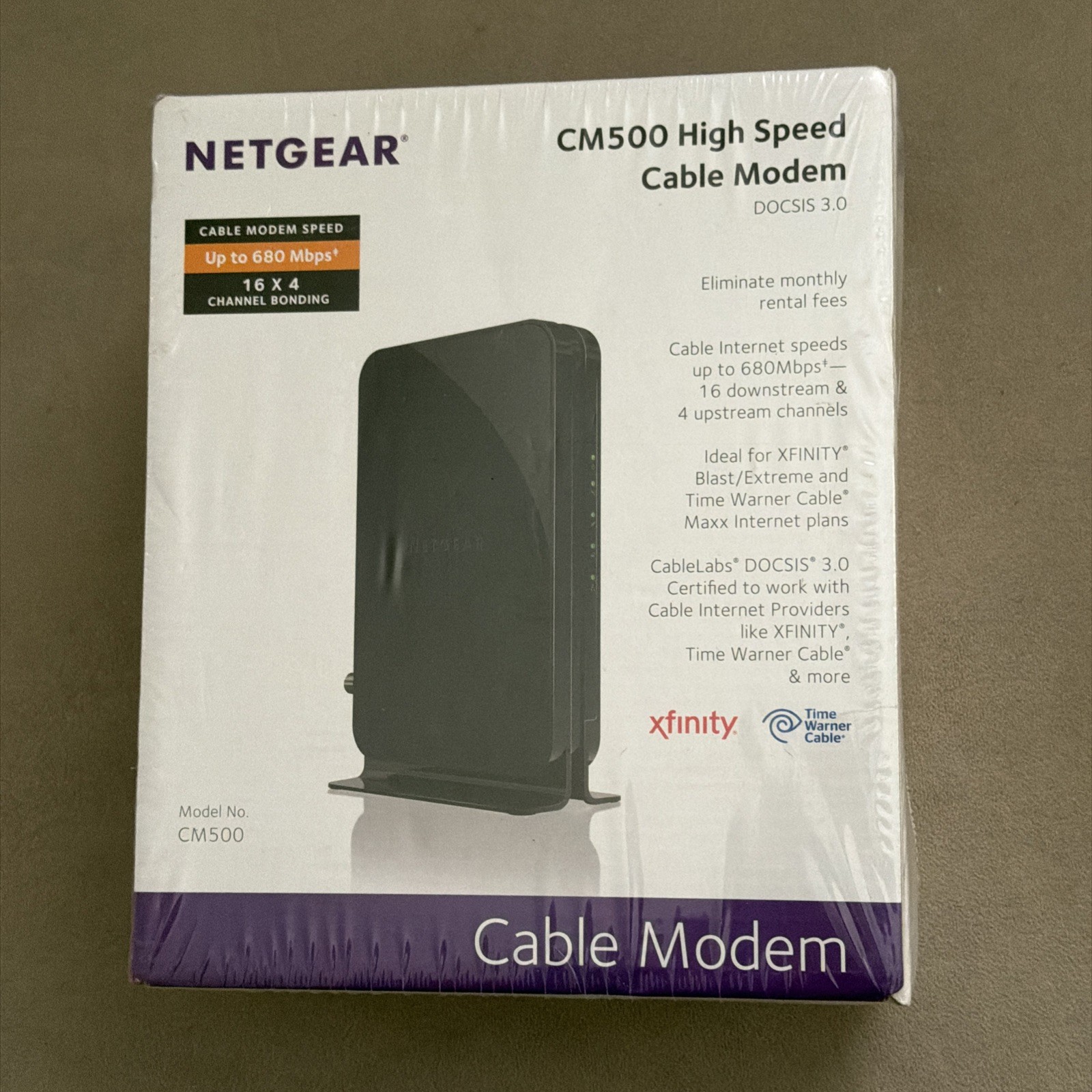 NETGEAR CM500 High Speed Cable Modem DOCSIS 3.0 16x4 Xfinity Cox Spectrum NEW