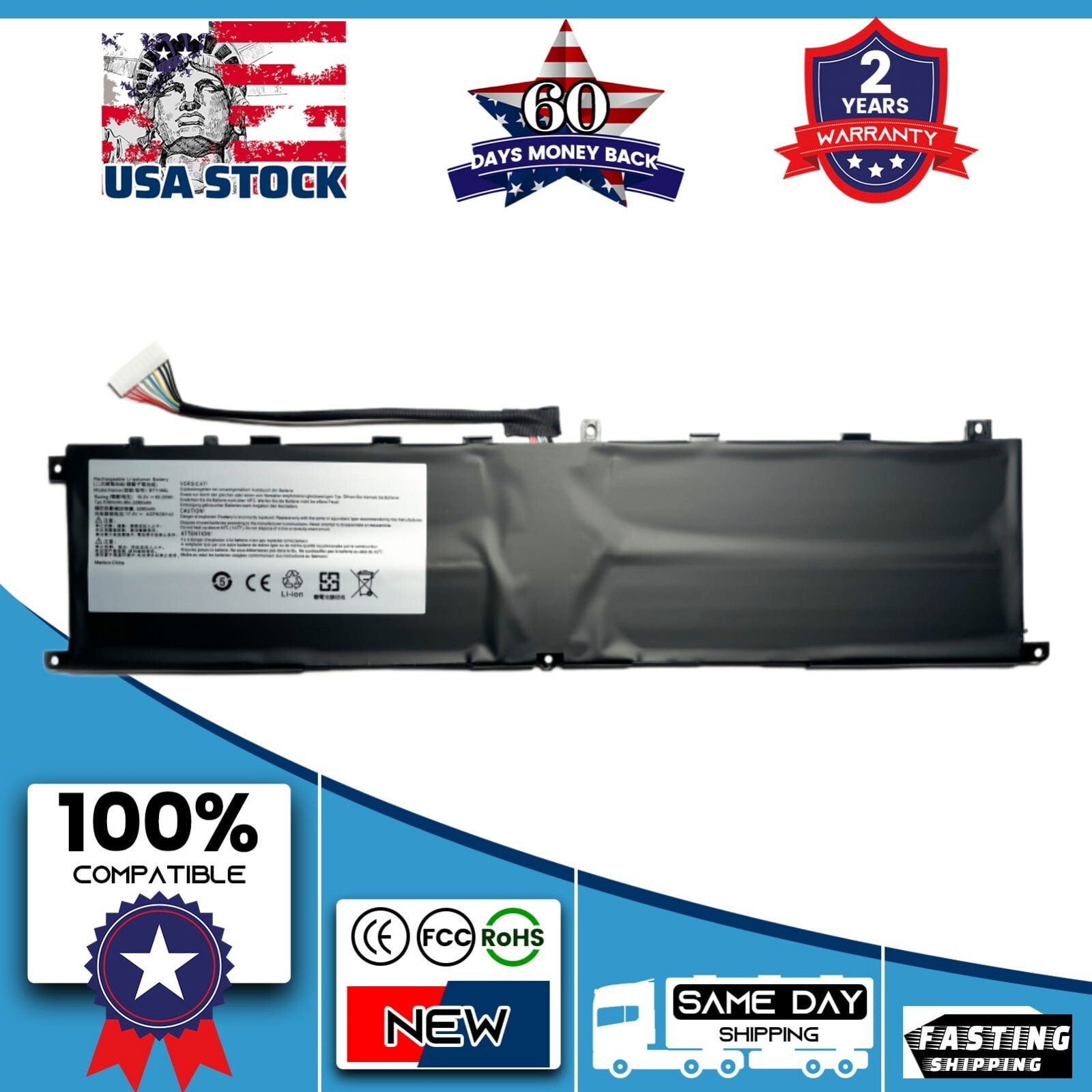 OEM Genuine 5280mAh BTY-M6L Battery for MSI GS65 GS75 Stealth Thin 8SE 8SF 8SG