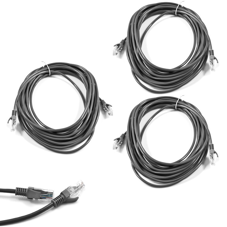 3X 50FT CAT5 CAT5E RJ-45 ETHERNET NETWORK PATCH CABLE GREY HIGH SPEED INTERNET