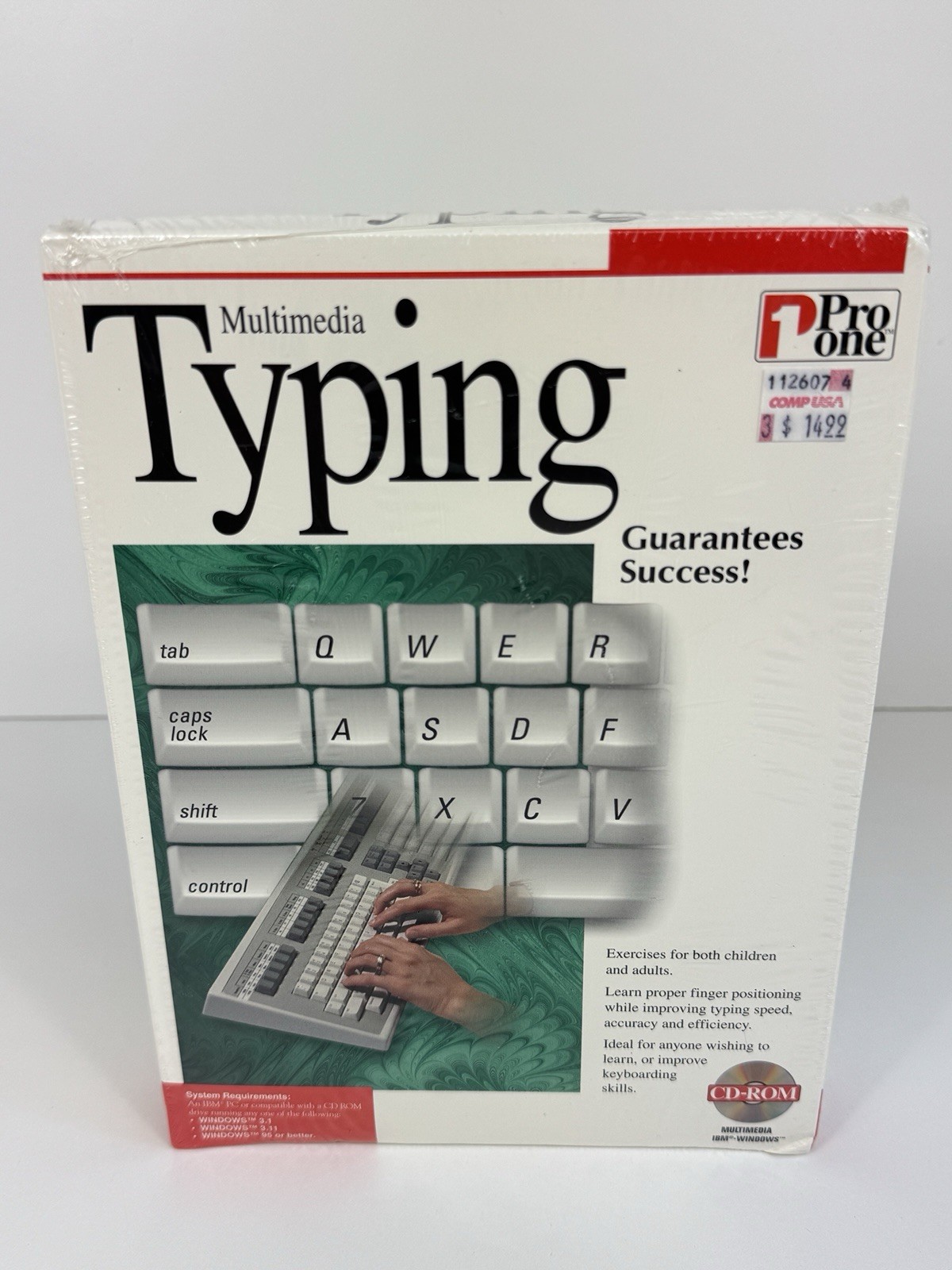 Vintage Pro One Multimedia Typing CD-ROM Windows 3.1/95 New Sealed NOS