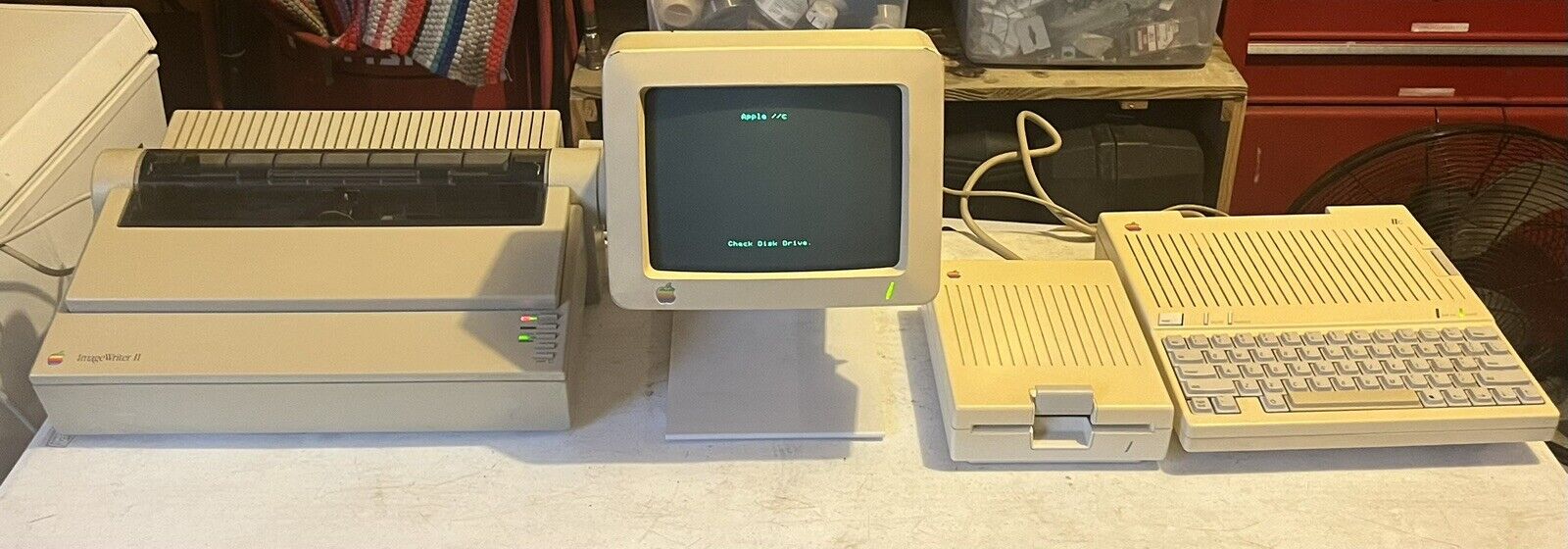 VTG Apple IIc A2S4000 Computer with Monitor, Disk Drive, ImageWriter COLLECTIBLE