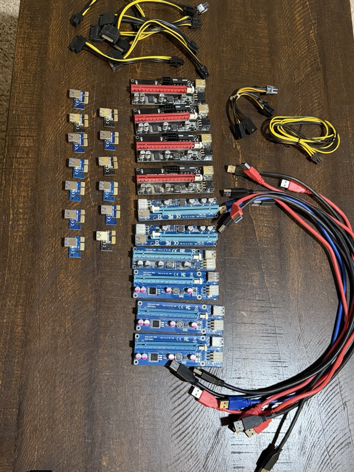 PCIe USB 3.0 GPU Mining Riser Card Lot w/ Cables Power Adapters ,Risers