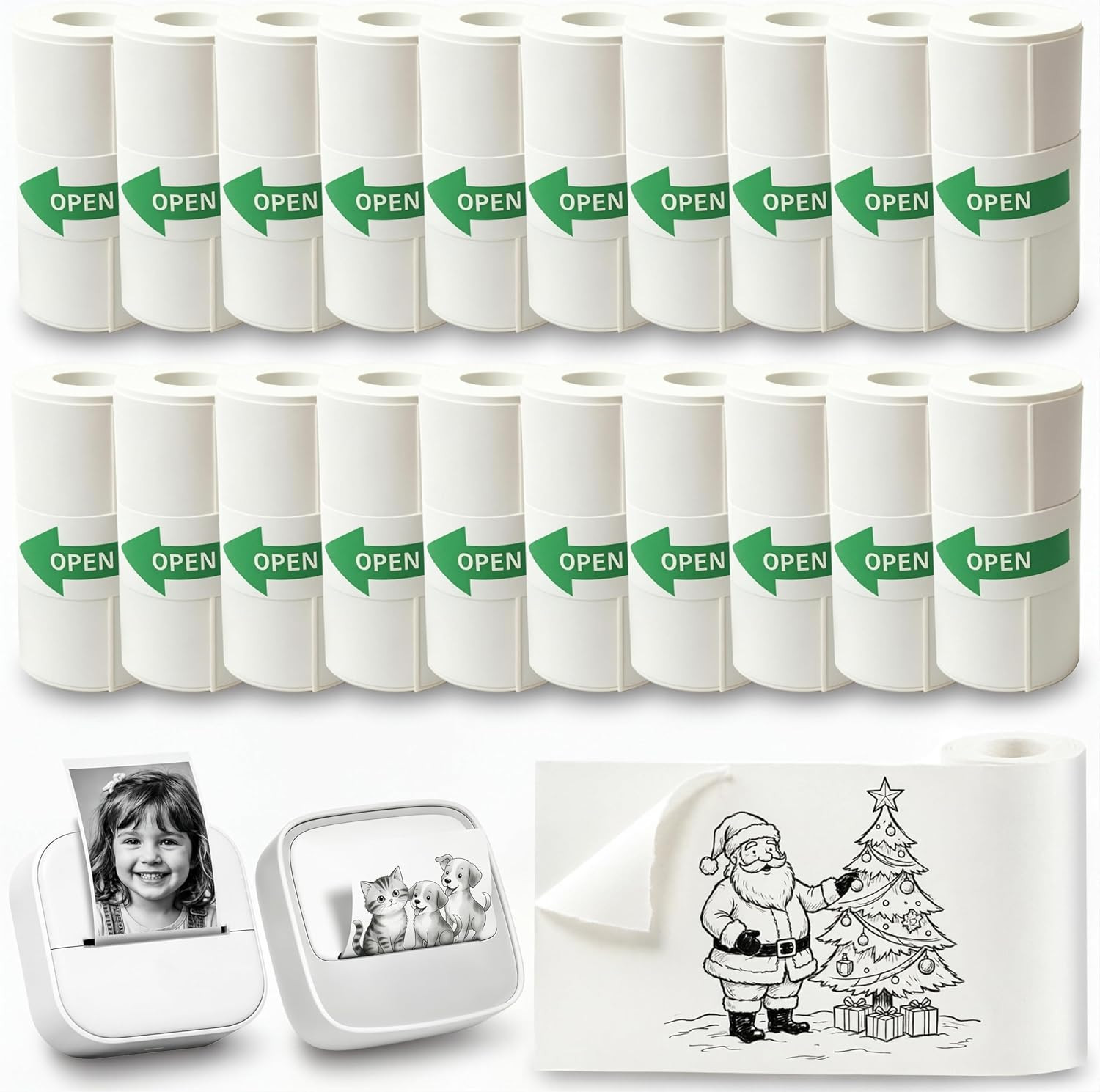20 Rolls Mini Thermal Printer Sticker Papers 57X25Mm Triple-Proof Self-Adhesive