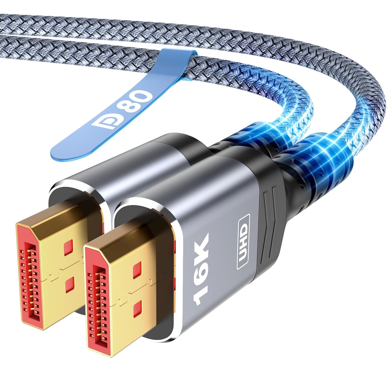 Highwings 80Gbps Displayport Cable 2.1 6.6FT, 16K@60Hz, 8K@120Hz, 4K@240Hz, DP 2