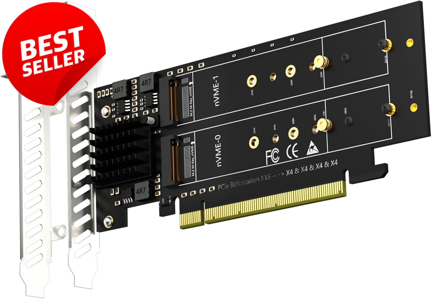 PA41 Quad M.2 NVMe PCIe 4.0 X16 Adapter RAID 22110 Bifurcation - US
