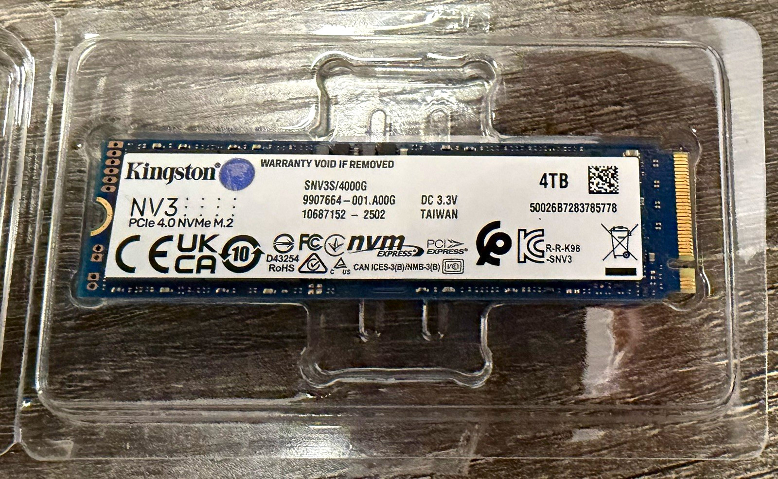 Kingston NV3 4TB M.2 NVMe PCIe 4.0 Internal SSD - 100% Health