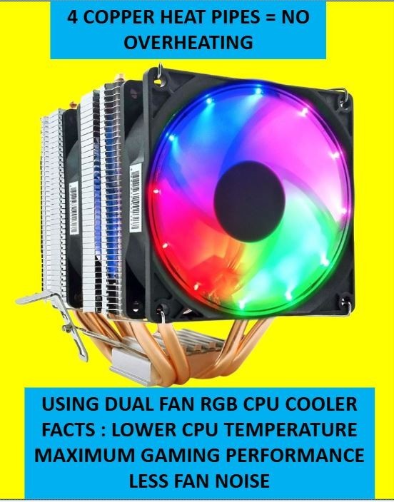 Heatsink CPU Cooler RGB DUAL FAN Intel LGA 1366 1700 1200 1851 AMD AM3 AM4 AM5 +