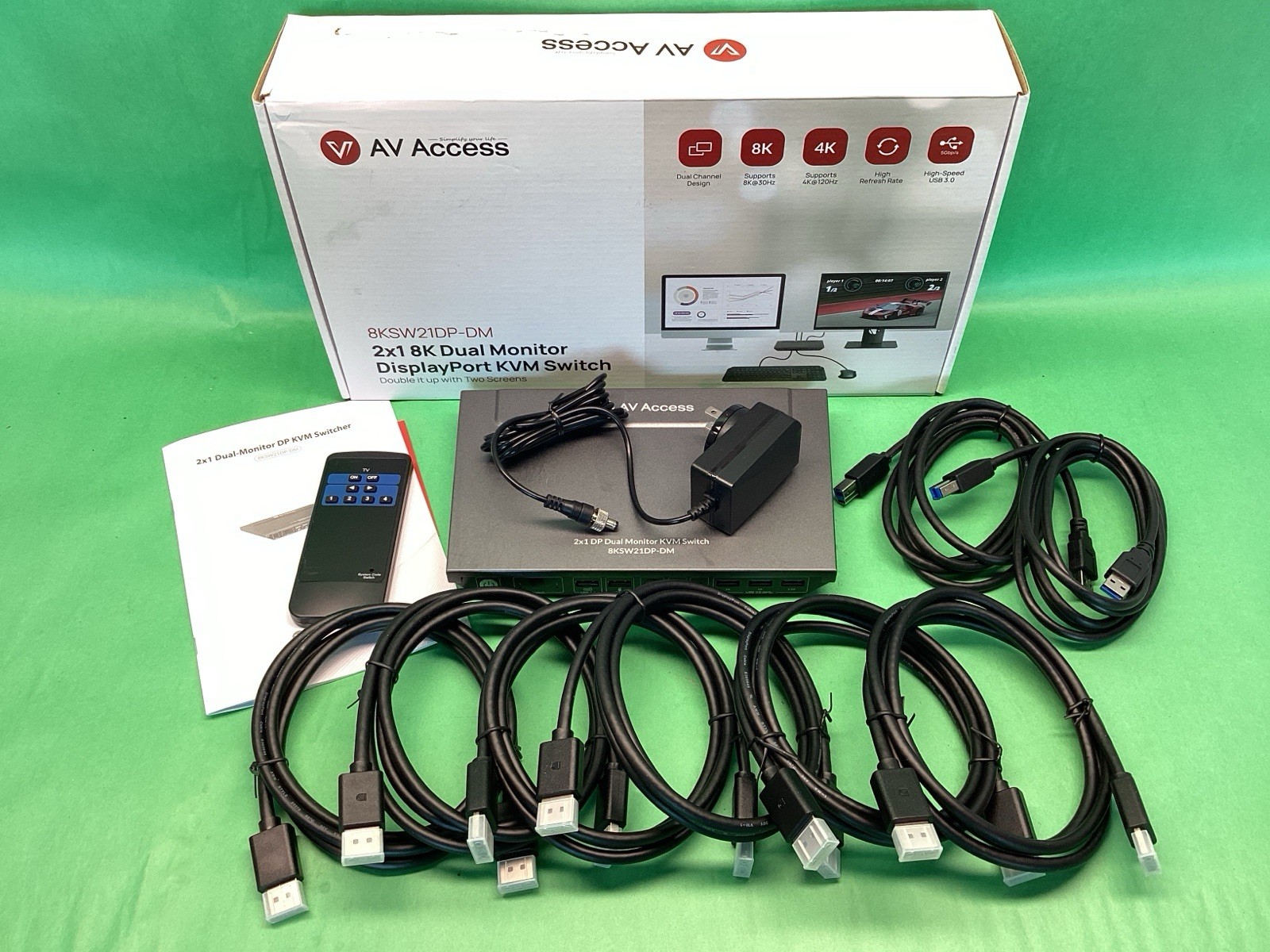 AV Access 8KSW21DP-DM 8K 2x1 DisplayPort Dual Monitor KVM Switch - UNTESTED