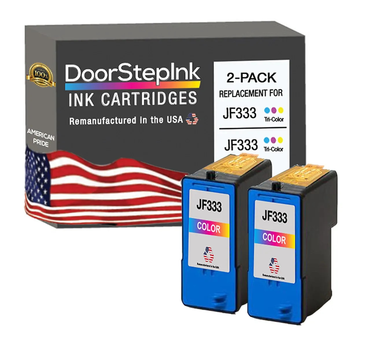 DoorStepInk Compatible Ink Cartridges for Dell JF333 Tri-Color 2PK-USA