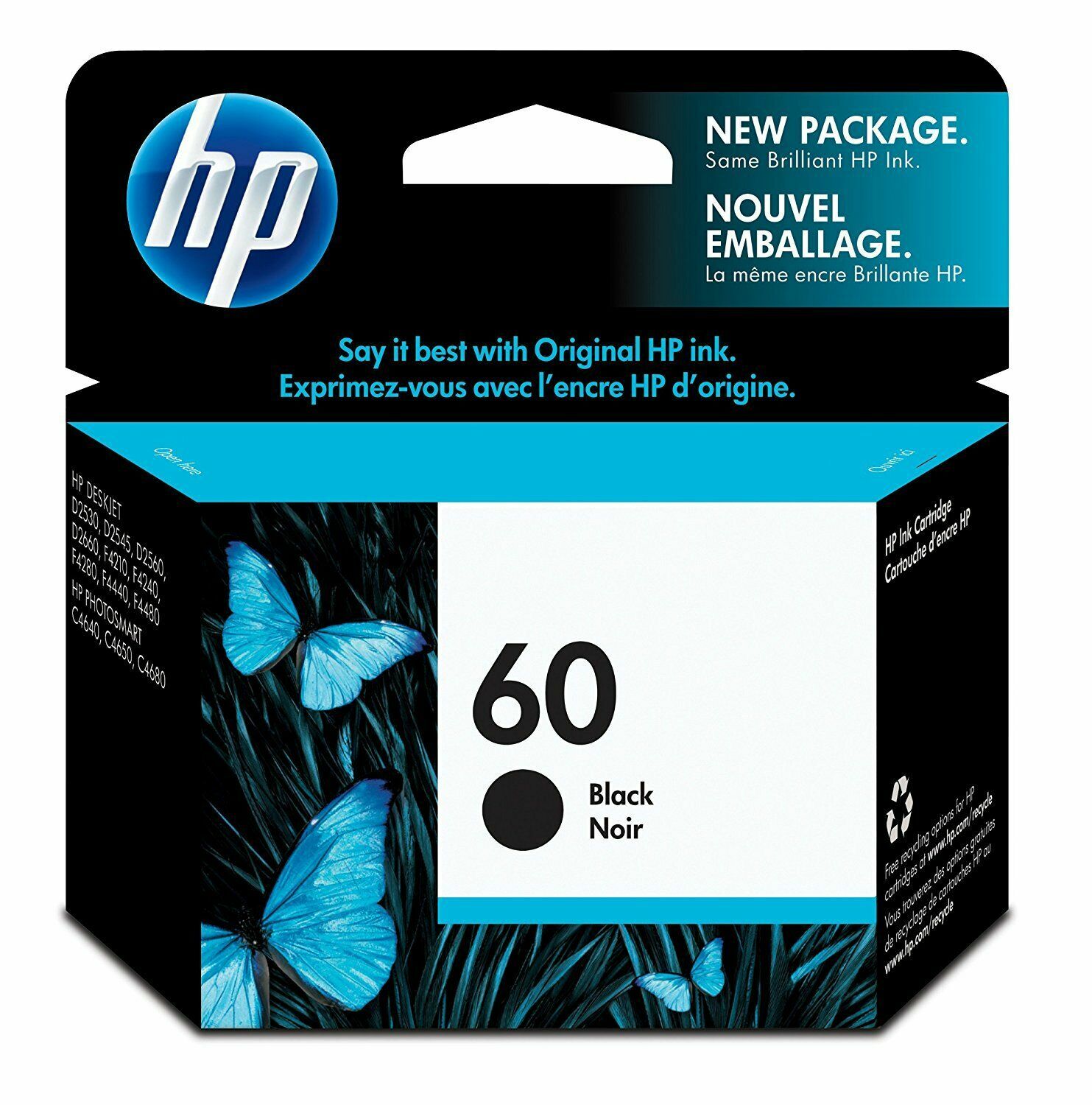 3 Pack HP CC640WN140 60 Ink Cartridge Black Damaged Box Dated March 2019