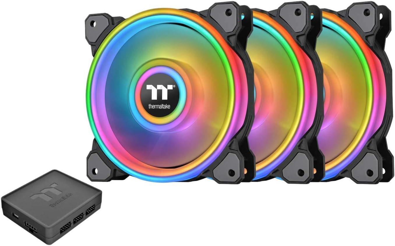 Thermaltake Riing Quad 140mm RGB PWM Case Fan 3-Pack CL-F089-PL14SW-B