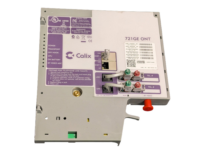 Calix 721GE ONT Module 100-03250- x2 Gigabit Ethernet Ports-x2POTS-x1 RF Video