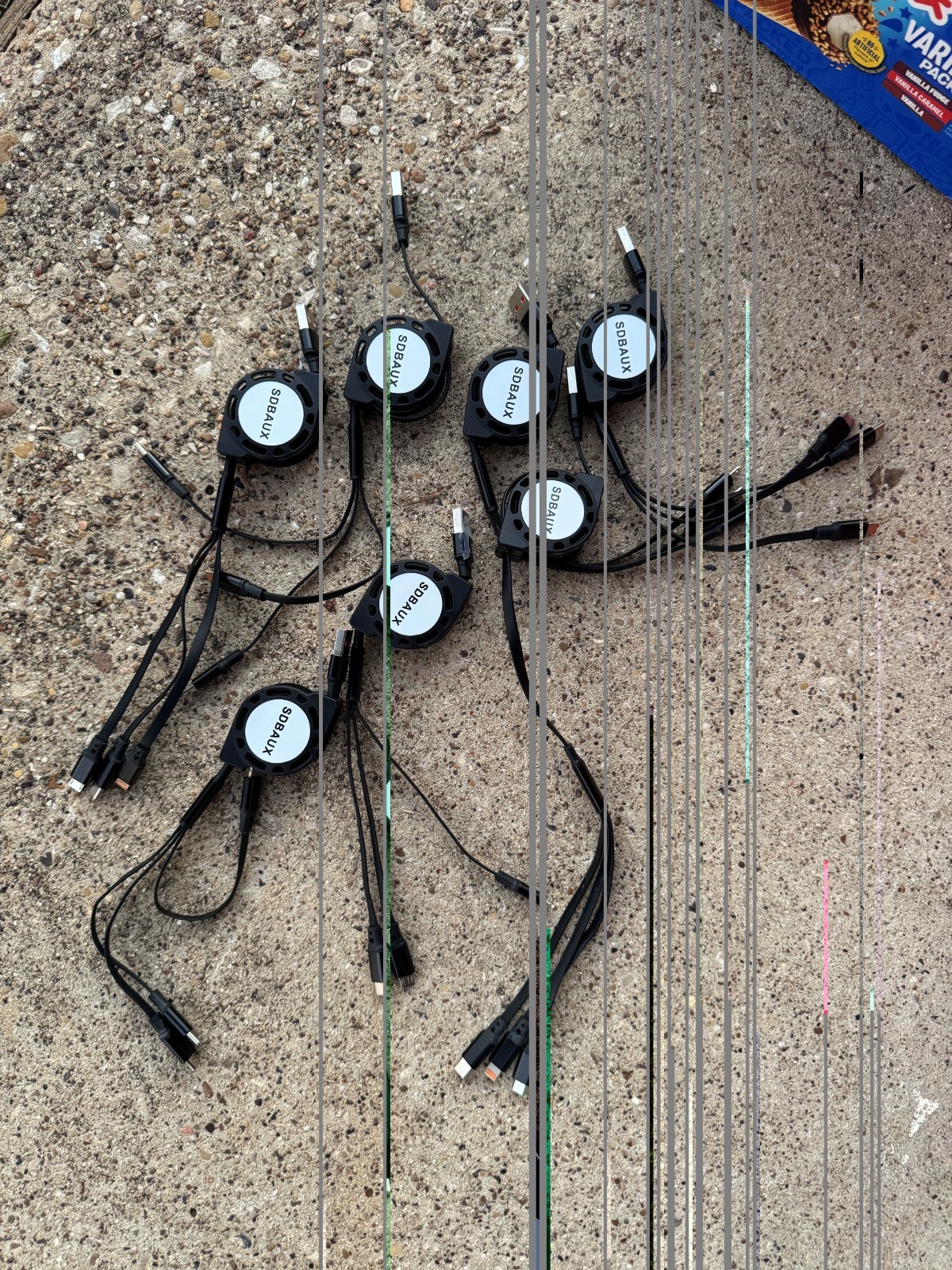Lot Of 7 Multi Charging Cable, Retractable USB A to 3 in 1 3.3ft, (3.3ft/Gray)