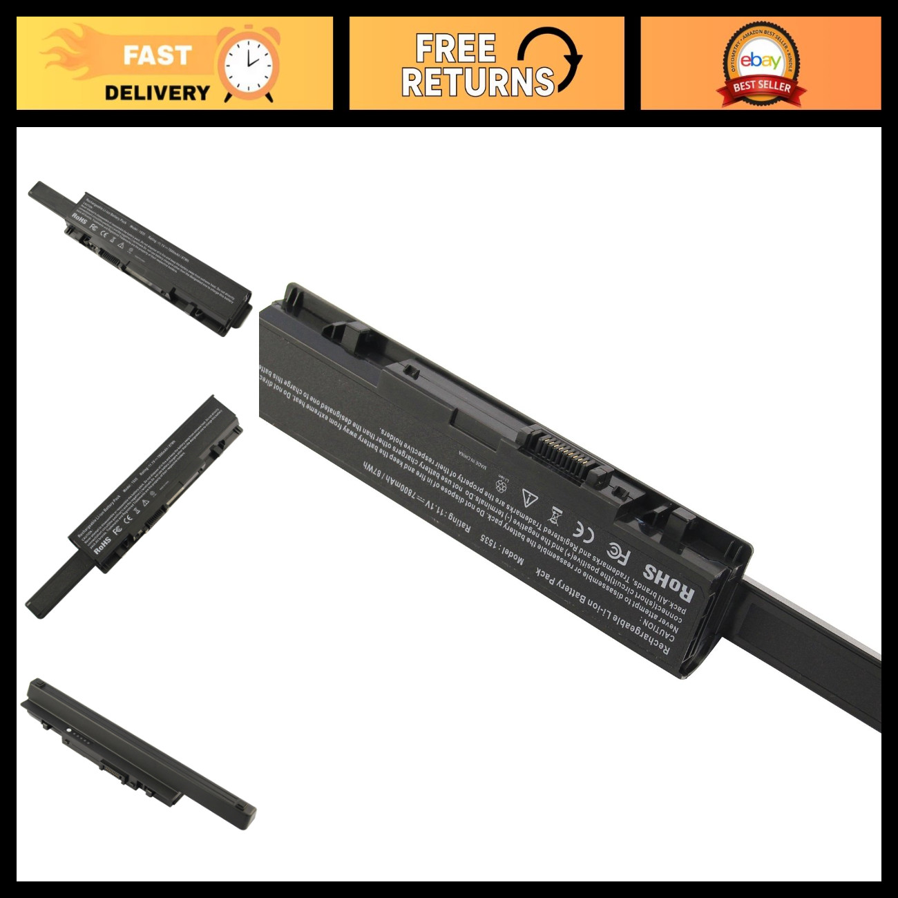 High-Capacity 7800mAh 9-Cell Laptop Battery for Dell Studio 15 Series - PP33L PP