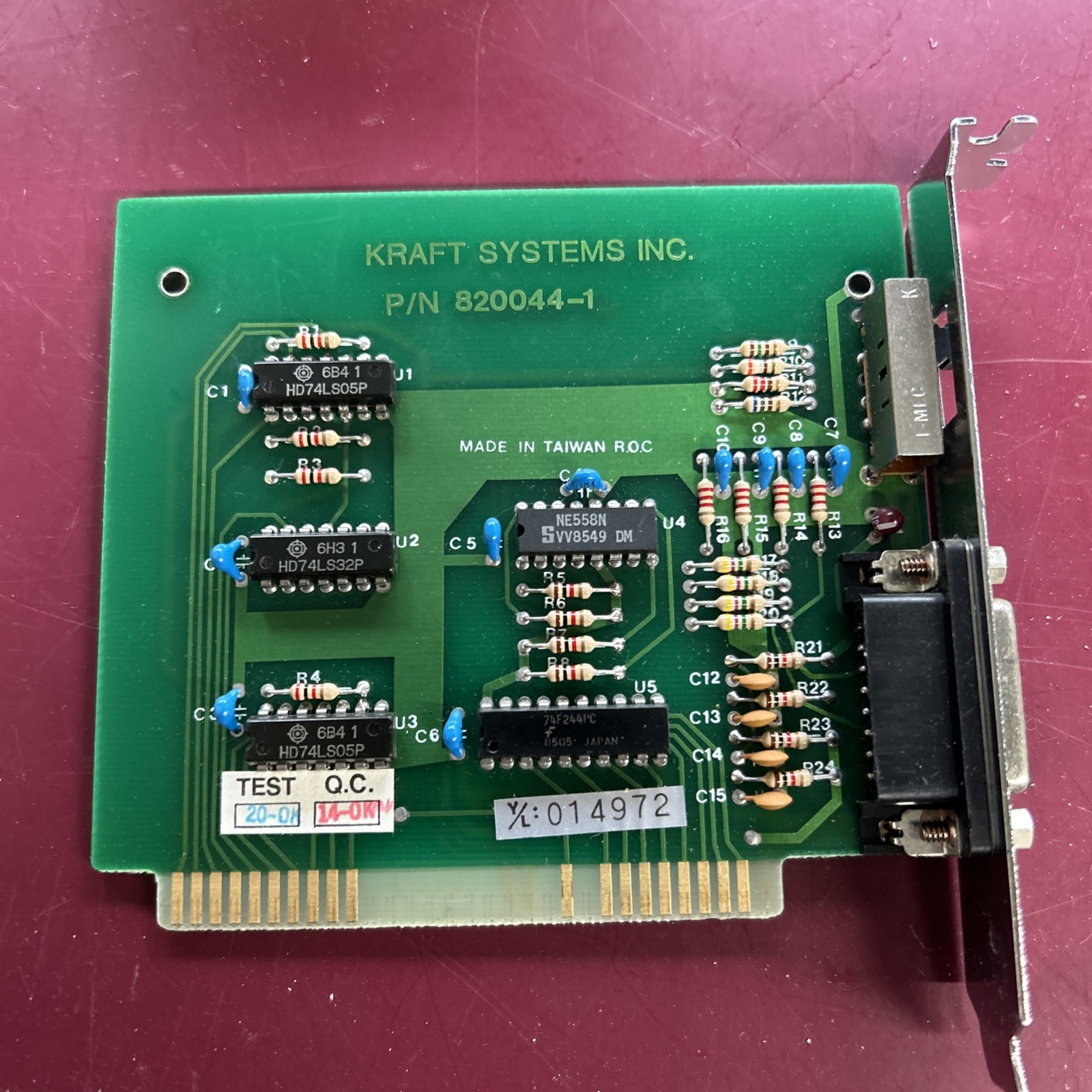 VINTAGE Kraft Systems Inc P/N 820044-1 Vintage Retro 8-Bit ISA Card - UNTESTED