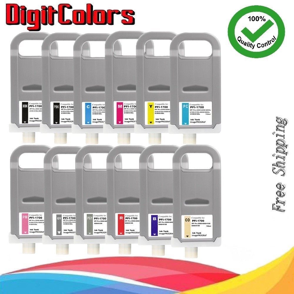 Pack 8 PFI-1700 Ink Tank Cartridge fit canon PFI1700 IPF  PRO 4000s 4100s 6000s