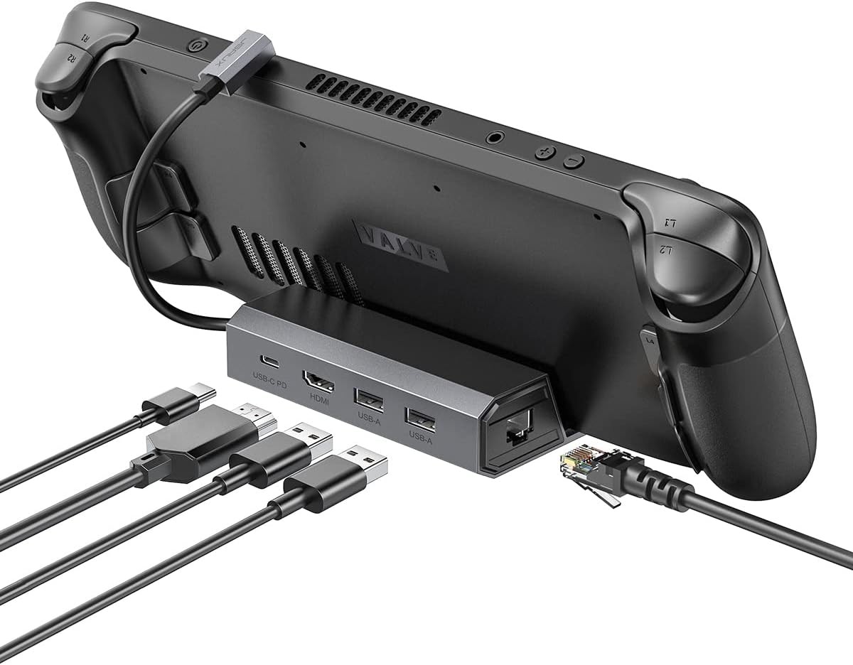 JSAUX Docking Station for Steam Deck/ROG Ally/Legion Go/MSI Claw, 5-in-1 Gray 