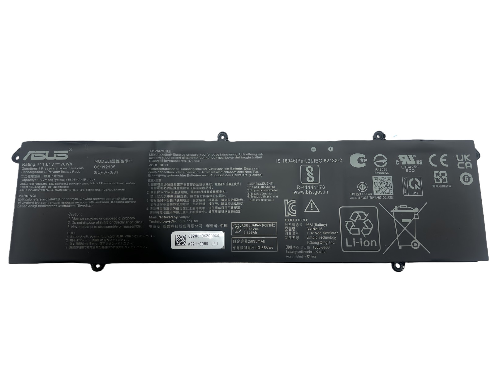 Genuine C31N2105-1 OEM Battery for ASUS K5504VN K6502VJ K3605ZU K3605VU K3605VV