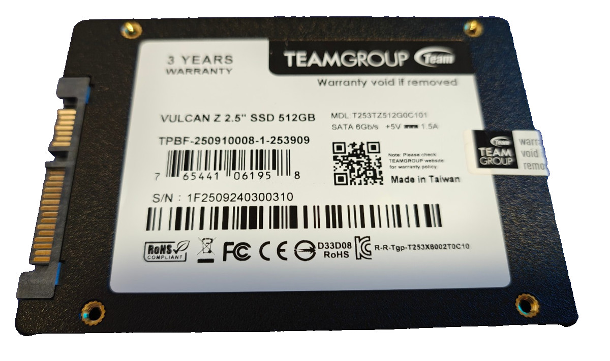 Team Group T-Force Vulcan Z 512 GB, 2.5 inch Internal SSD - T253TZ512G0C101