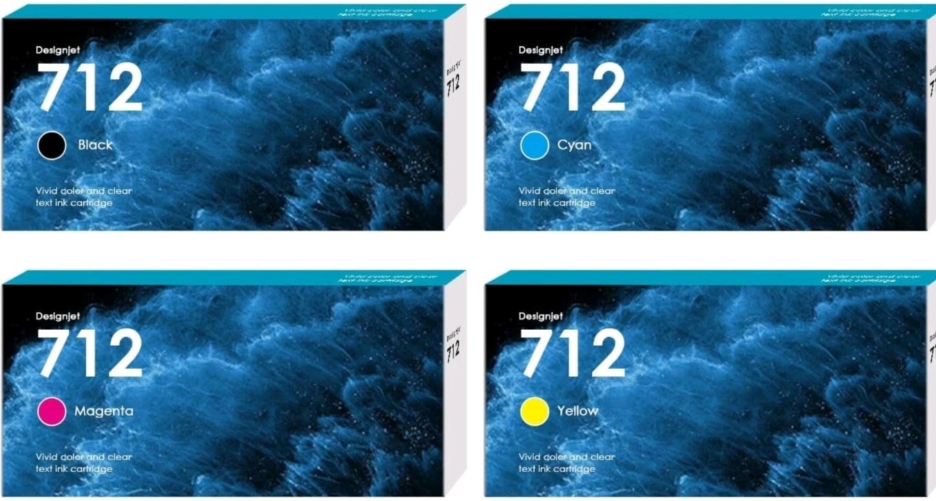 hennie PRO 712 XL Ink Cartridge 4 Pack Comp for HP DesignJet T210 T230 T630 T650