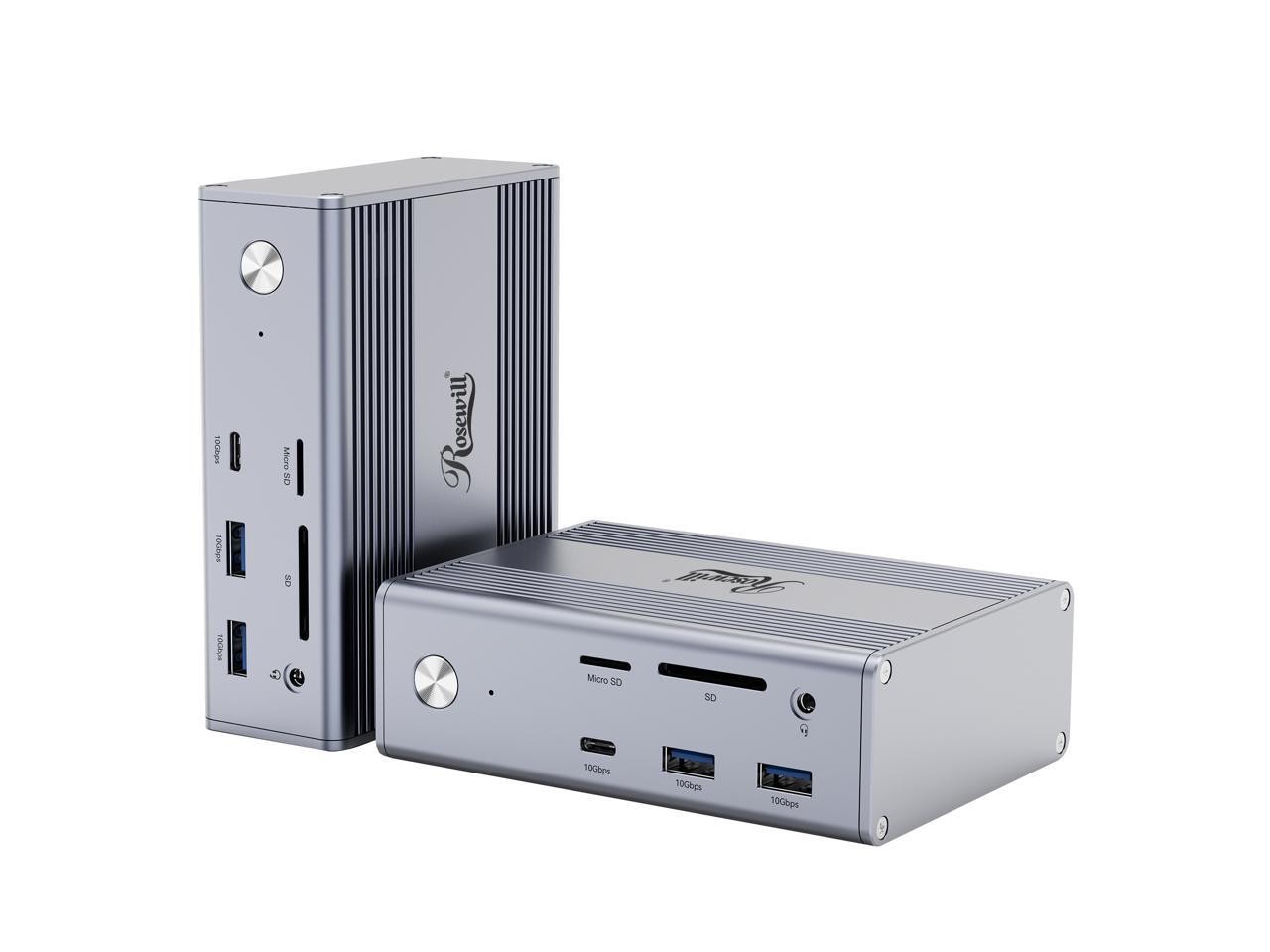 Rosewill 14-in-1 USB C Docking Station with Switch Button, 4K@144Hz Display, Tri