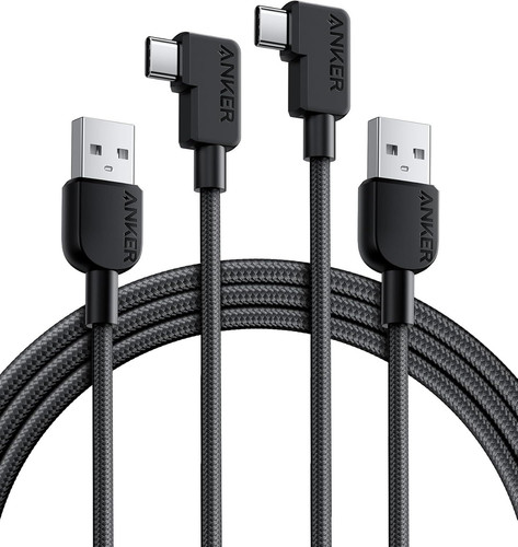Anker Cable [2 Pack 6FT], Right Angle USB A to C Braided Cable, Durable...