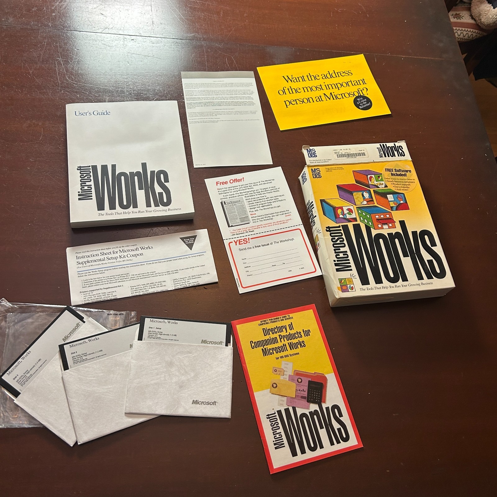 Microsoft Works 3.0 MS-DOS 5.25" Big Box Part 35851 Manual Missing Disk 4 Rare