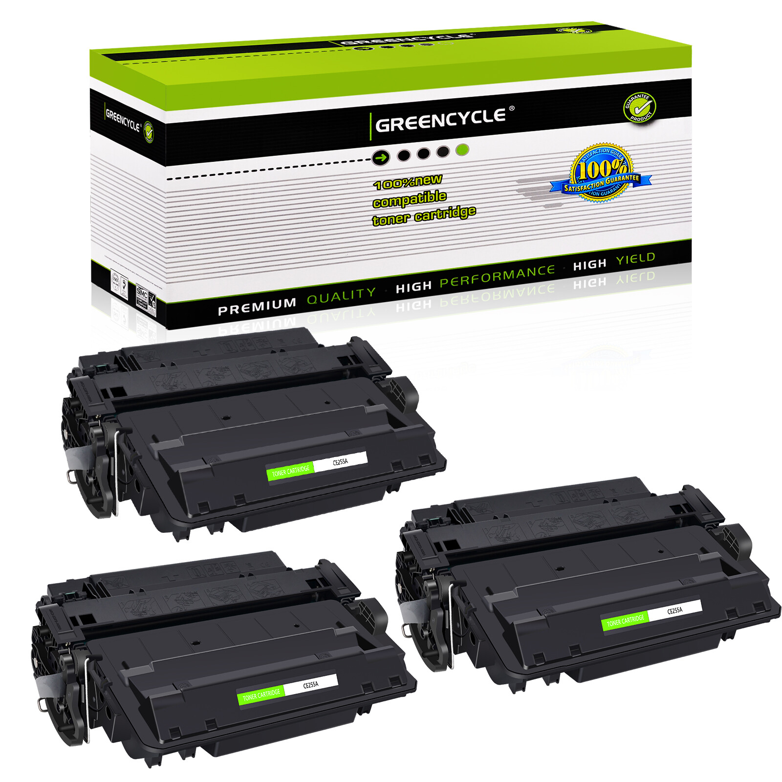 3PK BK CE255A Toner Fits for HP LaserJet Pro 500 MFP M521dn M521dw M521DX M521DZ