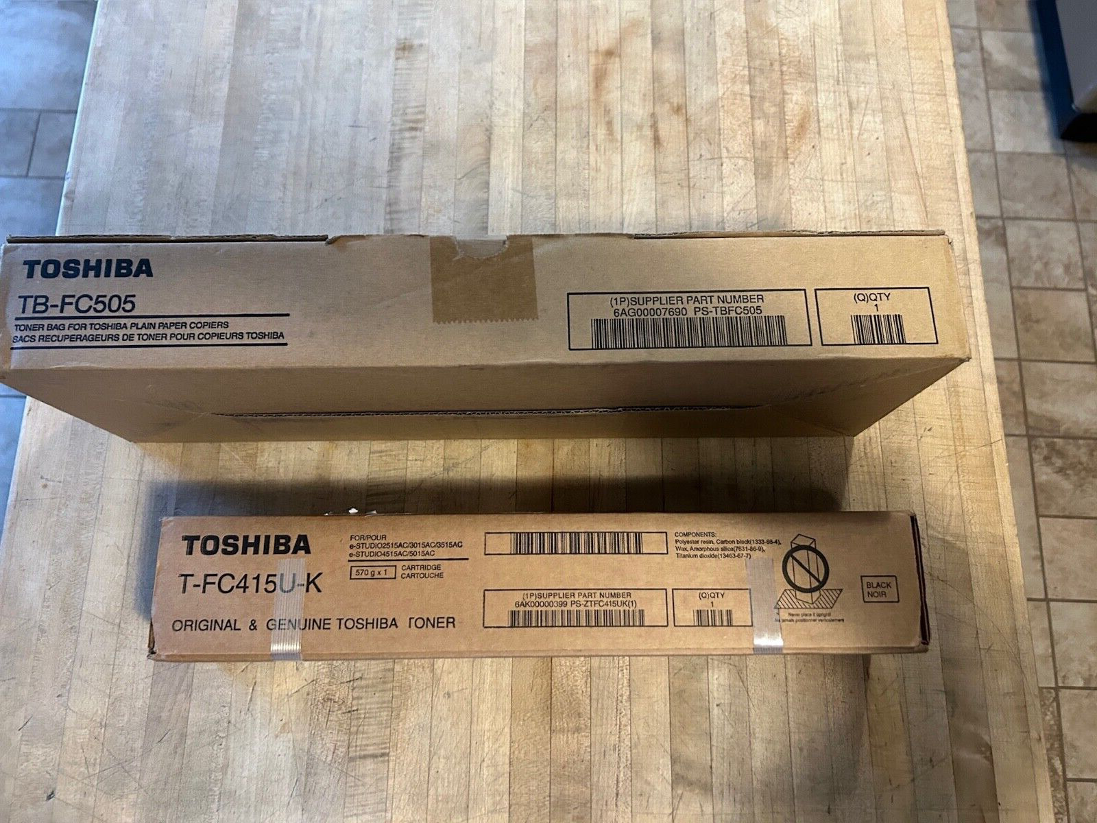 Genuine OEM Toshiba T-FC415U- K Black & TB-FC505 (toner bag)  Laser Toner