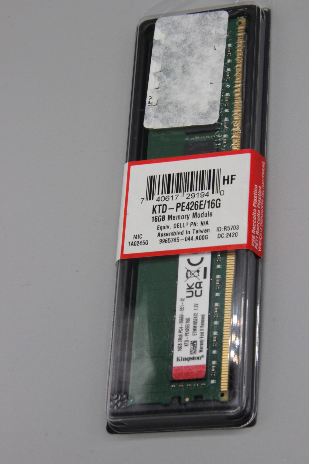 Kingston 16GB DDR4-2666 PC4-21300 ECC Unbuffered 288-Pin DIMM Server Memory