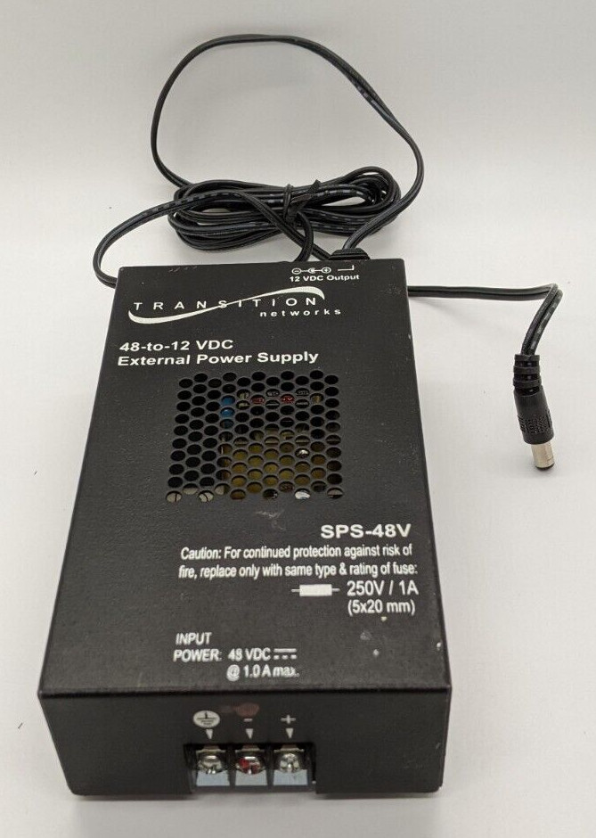 Transition Networks 48-to-12 VDC External Power Supply SPS-48V