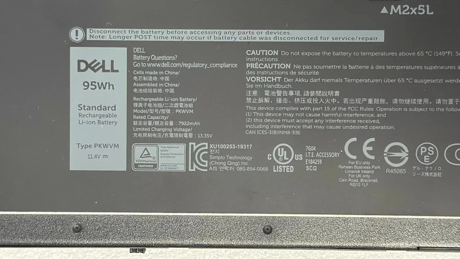 Genuine PKWVM Battery Dell P44E P44E001 P44E002 Precision 7550 7750 Series 68ND3