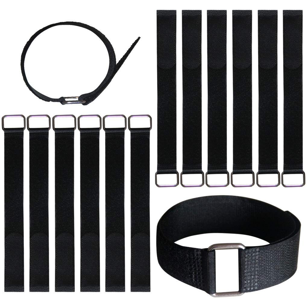 12 Inch Reusable Fastening Cable Straps - Hook and Fixing Straps - 12 Pack