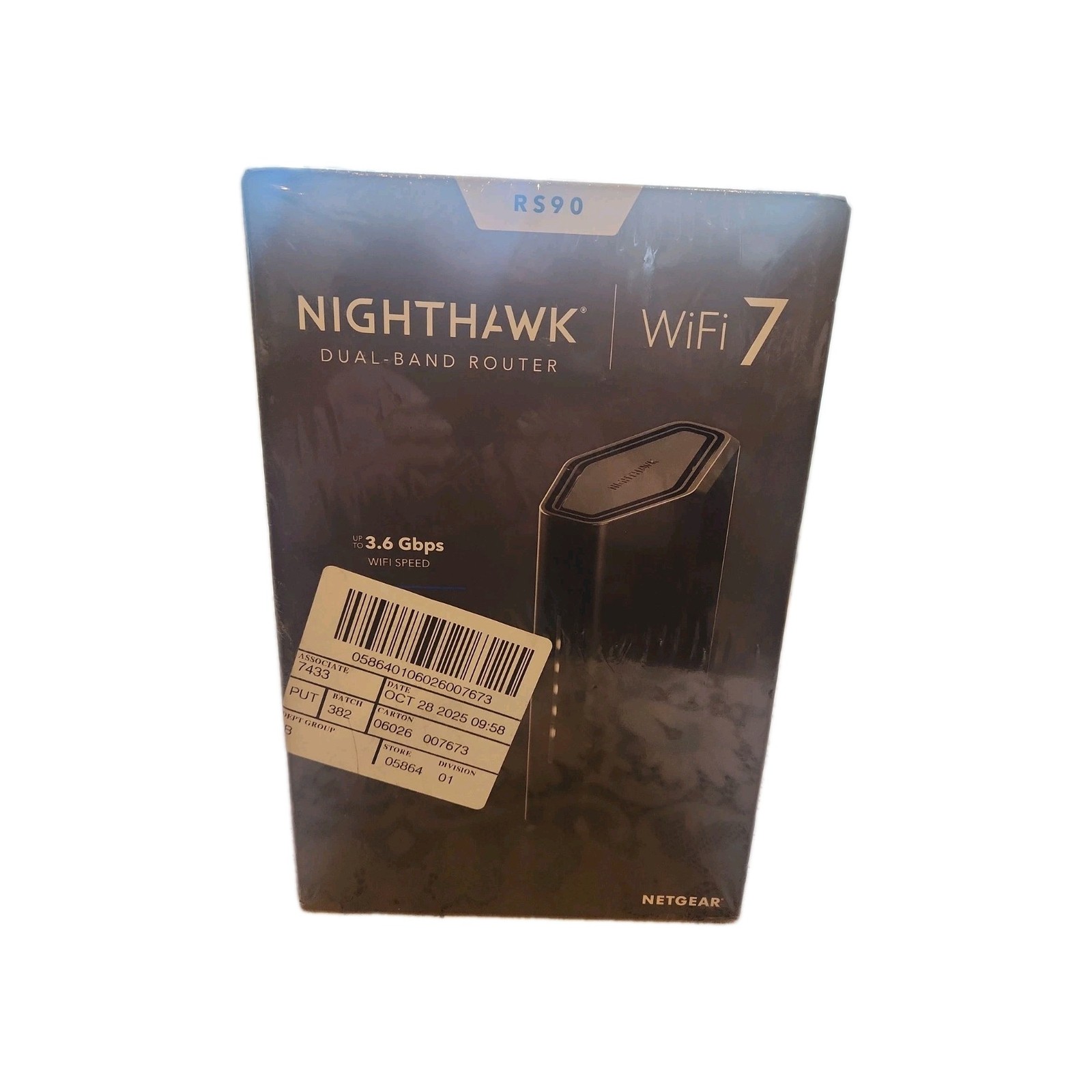 Netgear Nighthawk RS90 BE3600 WiFi 7 Router Black 3.6 Gbps Dual-Band 2000 sq ft