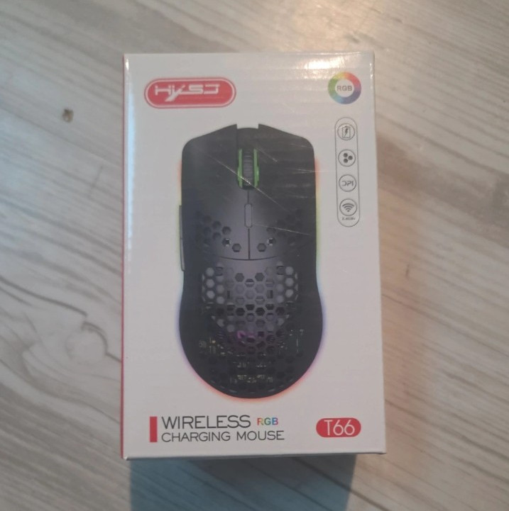 HXSJ T66 Wireless RGB Rechargeable Mouse 2400 DPI Optical 6-Button Black