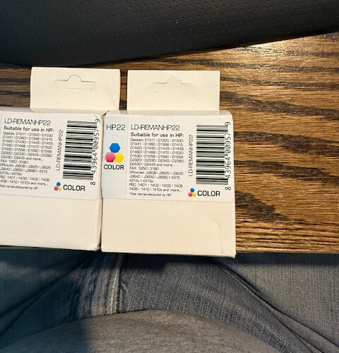 HP22 Ink Cardridges, Qty of 3 -  TriColor cartridge by LD products