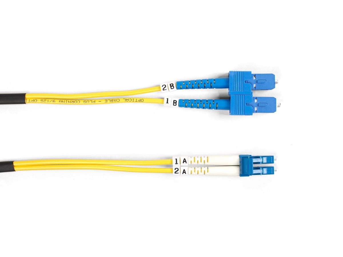 BLACK BOX OS2 9/125 Singlemode -OFNR PVC, SC to LC, Yellow, 3-m - FOSM-003M-SCLC