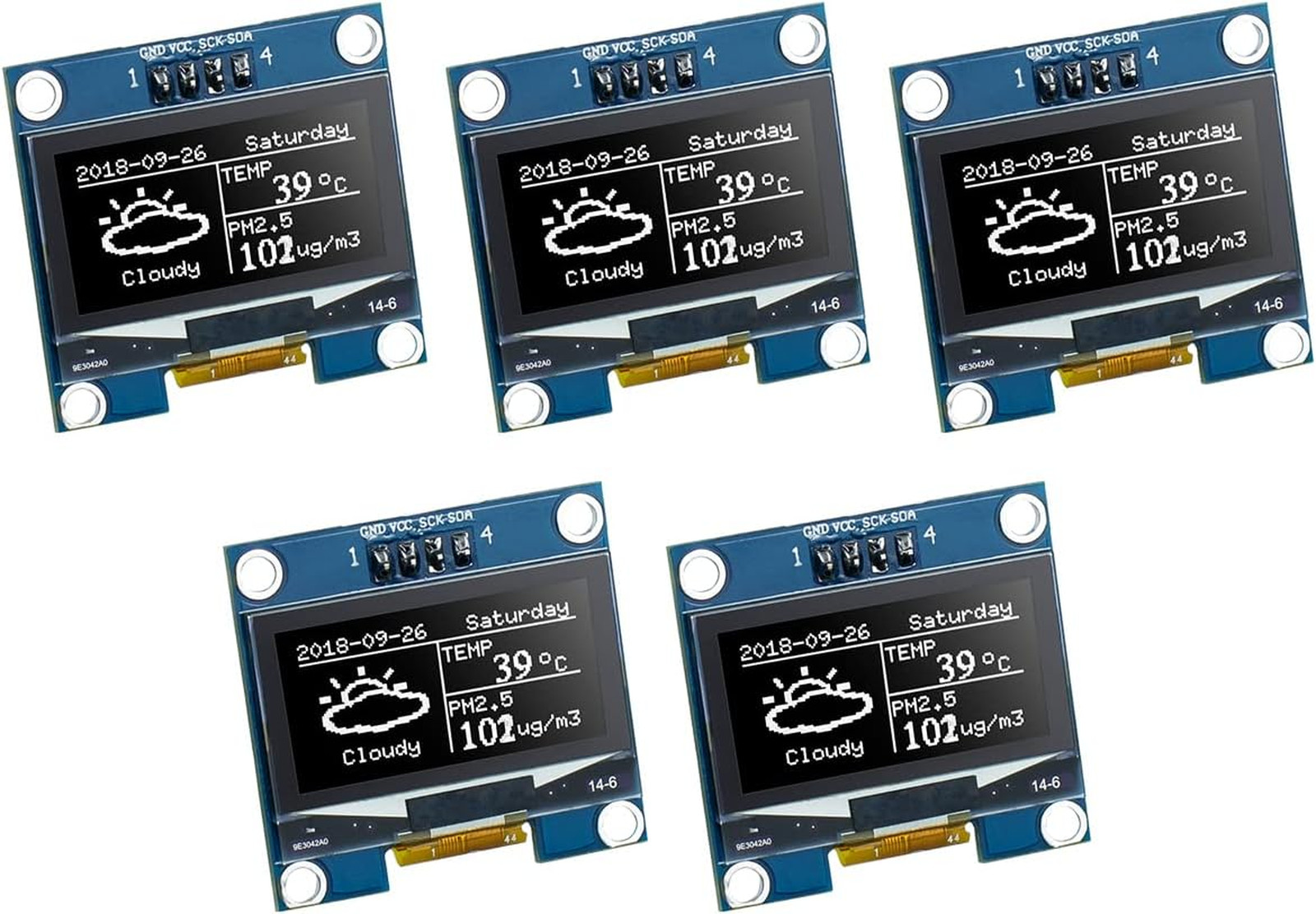 5 Pcs 1.3 Inch IIC OLED Display Module 128x64 SH1106 Compatible with Arduino