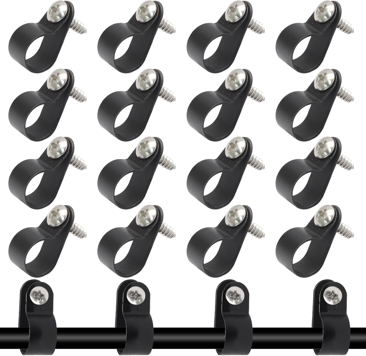100 Pcs 1/2 Inch Black Nylon Cable Clip Wire Clamp